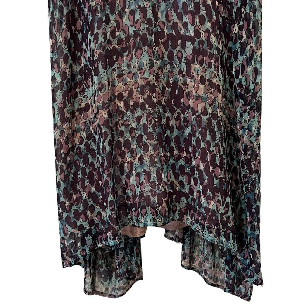 🌵 Free People Purple Blue Silver Sequins Neckline Flowy Dress with Under Dress